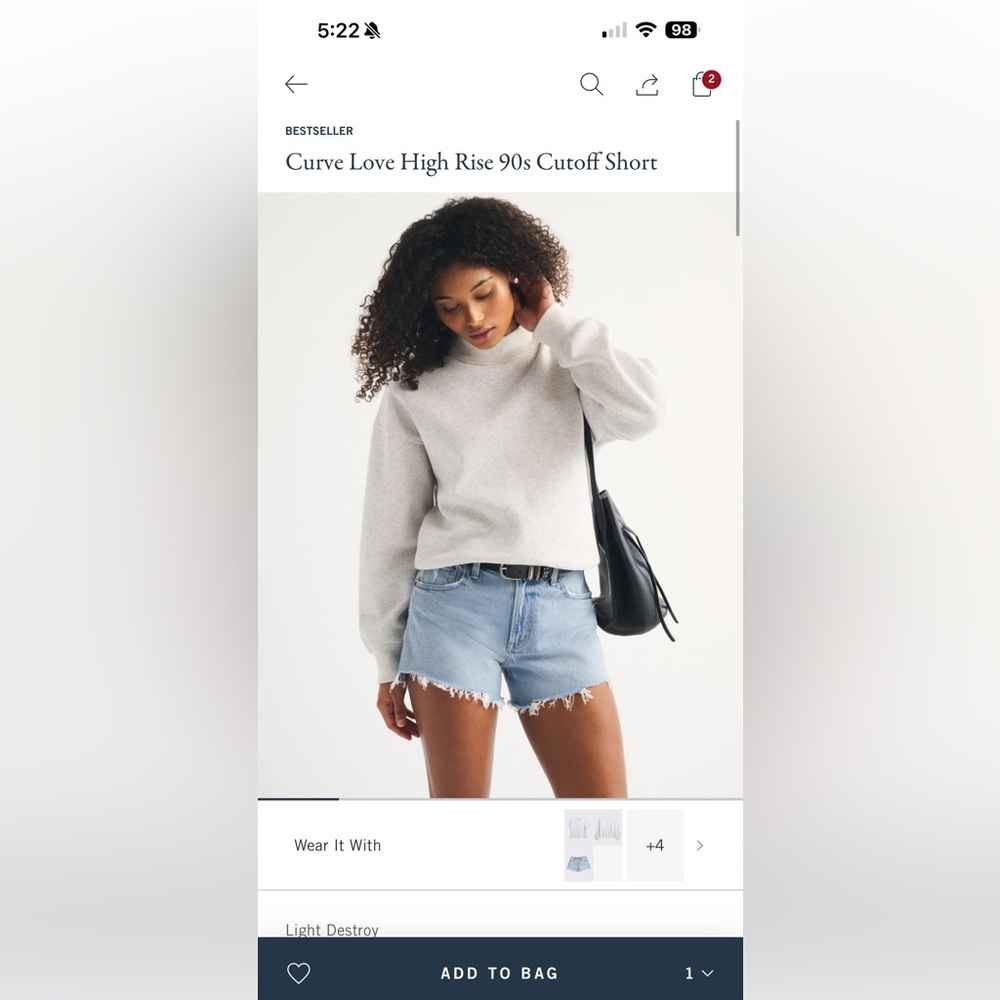 Abercrombie Curve love 90s cut off shorts